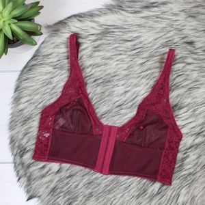 Free People Alina Metallic Burgundy Red Lace Bra